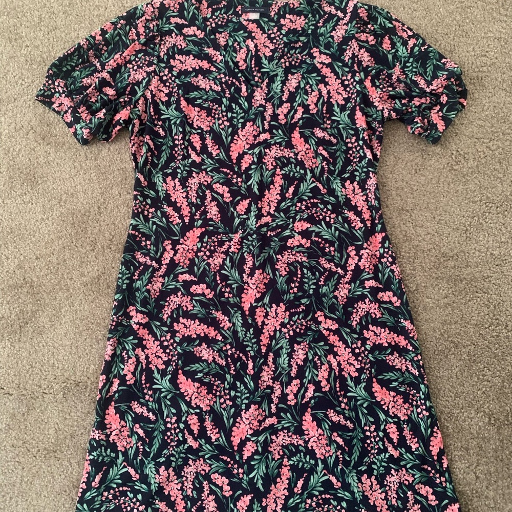 Tommy Hilfiger Black Dress with Pink and Green Floral Design